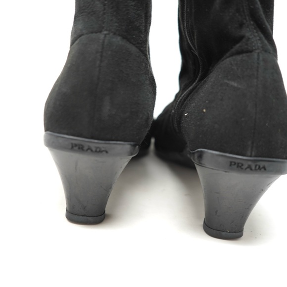 PRADA Italy Black Tessuto Fabric Ankle Booties Side Zip Logo Size 38 / 7.5 - Picture 7 of 10